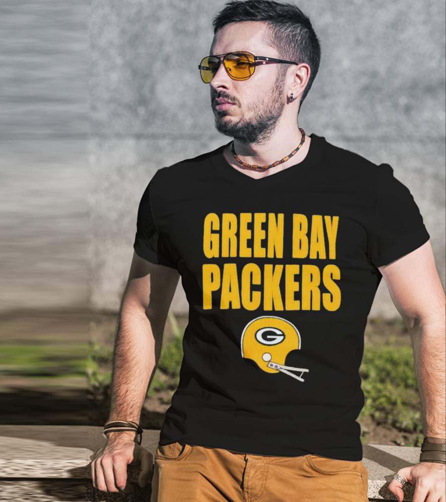 Green Bay Packers Helmet Logo And Text Football Fan Gear T-Shirt