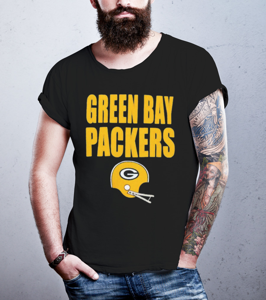 Green Bay Packers Helmet Logo And Text Football Fan Gear T-Shirt