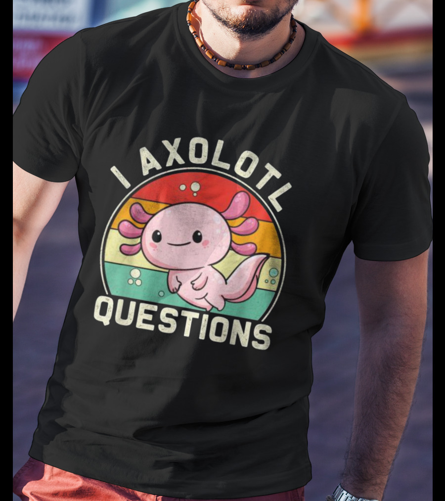 Vintage I Axolotl Questions Retro Rainbow Cute Axolotl T-Shirt