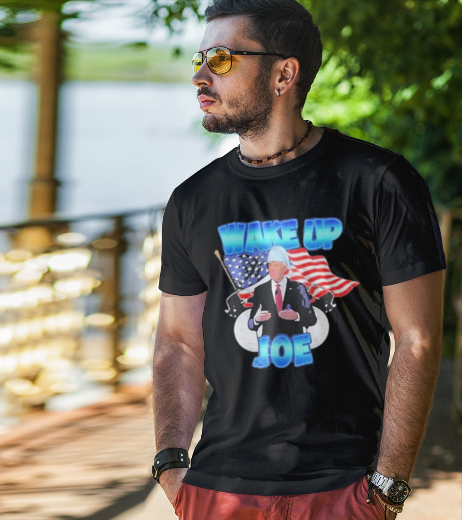 Designedbytheboys Wake Up Joe American Flags Patriotic T-Shirt