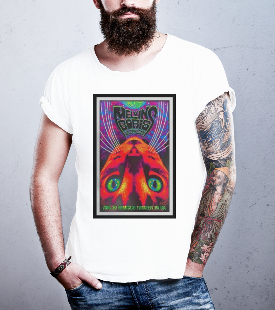 Melvins Boris Dr. Feelgood Aug 29 Belasco Theater LA CA Psychedelic Cat T-Shirt