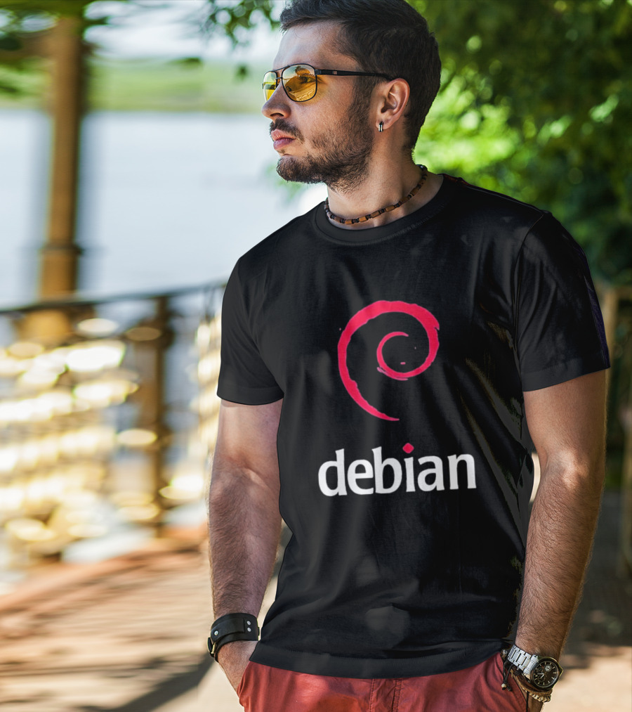 Jeff Geerling Debian GNU Linux Logo Spiral T-Shirt