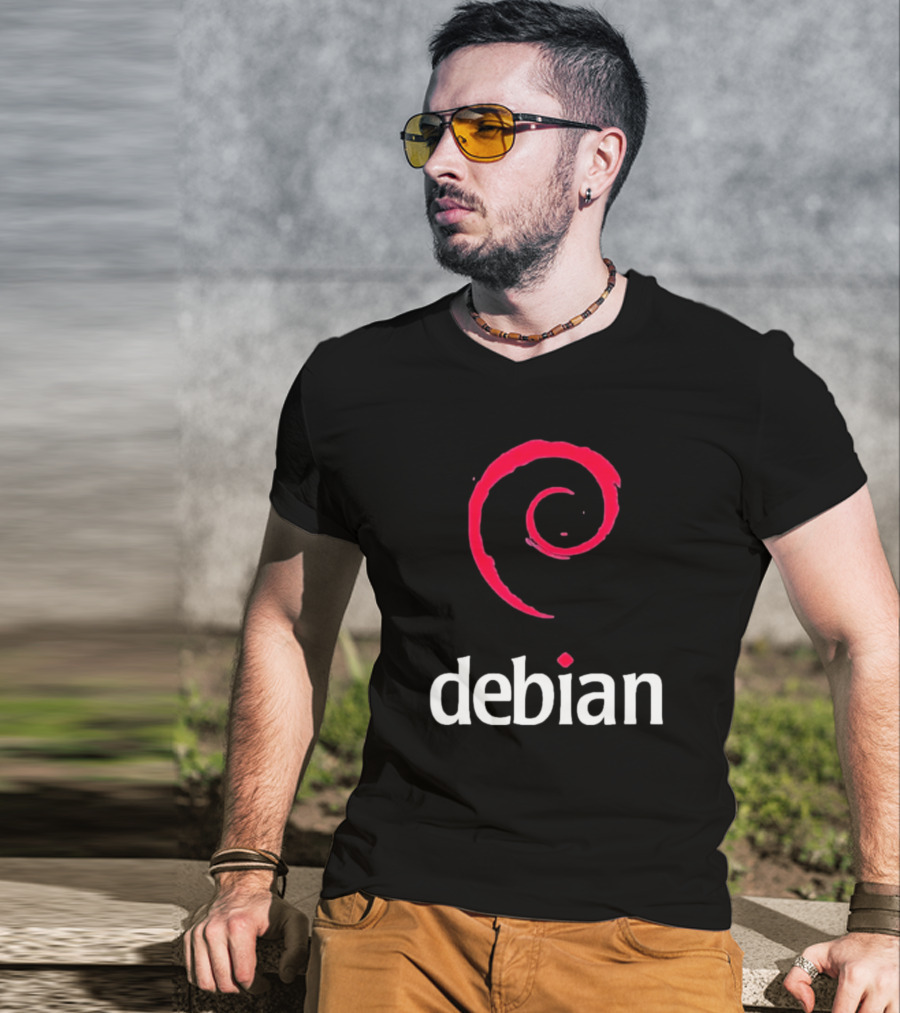 Jeff Geerling Debian GNU Linux Logo Spiral T-Shirt