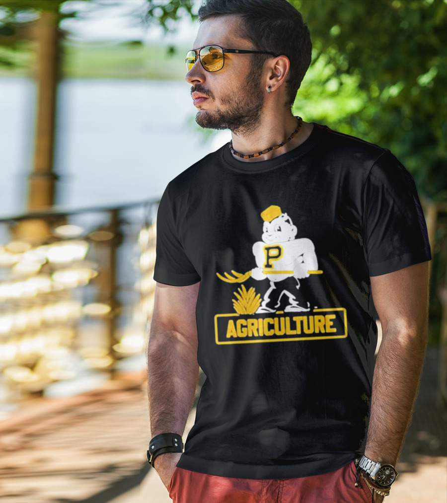 Purdue Agriculture Mascot With P Logo And Hay T-Shirt