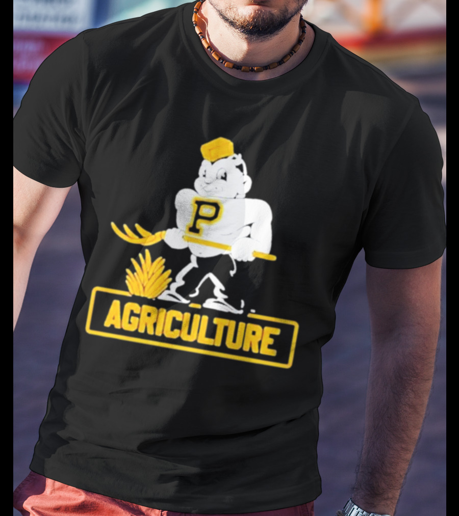 Purdue Agriculture Mascot With P Logo And Hay T-Shirt