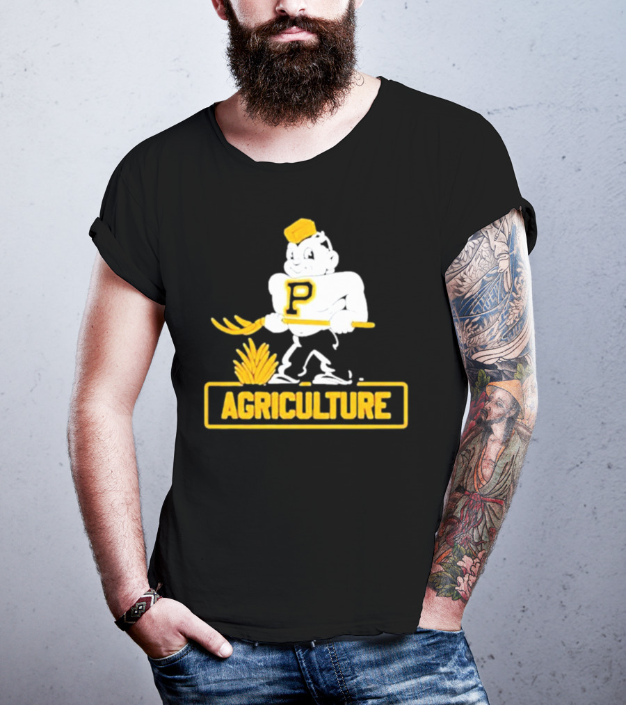 Purdue Agriculture Mascot With P Logo And Hay T-Shirt