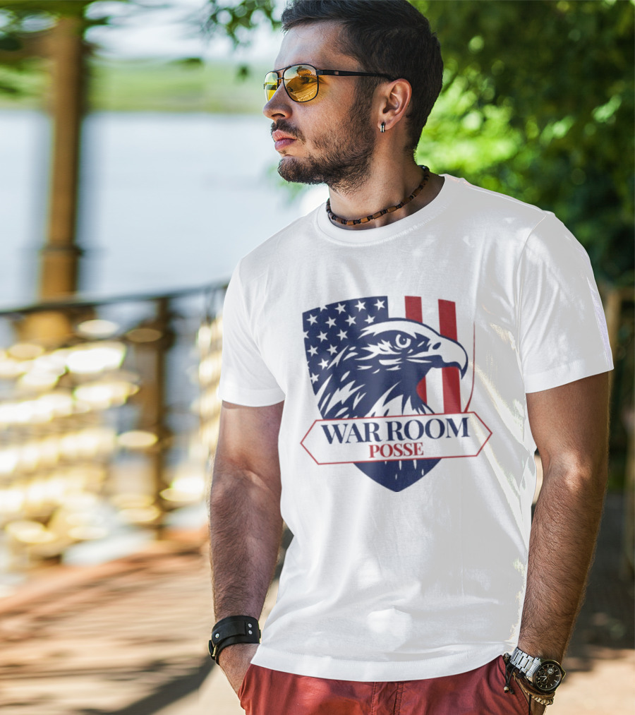 War Room Posse Eagle Shield U.S. Flag Stripes Badge T-Shirt