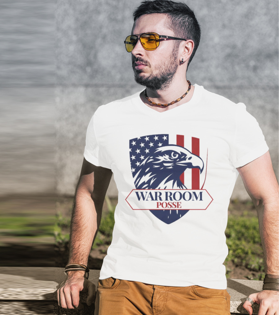 War Room Posse Eagle Shield U.S. Flag Stripes Badge T-Shirt