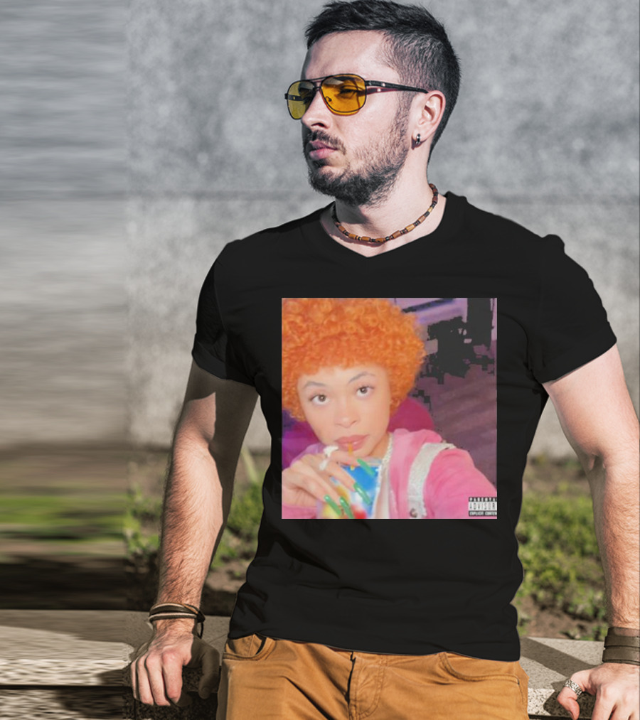 Ice Spice Drinking Colorful Beverage Parental Advisory T-Shirt
