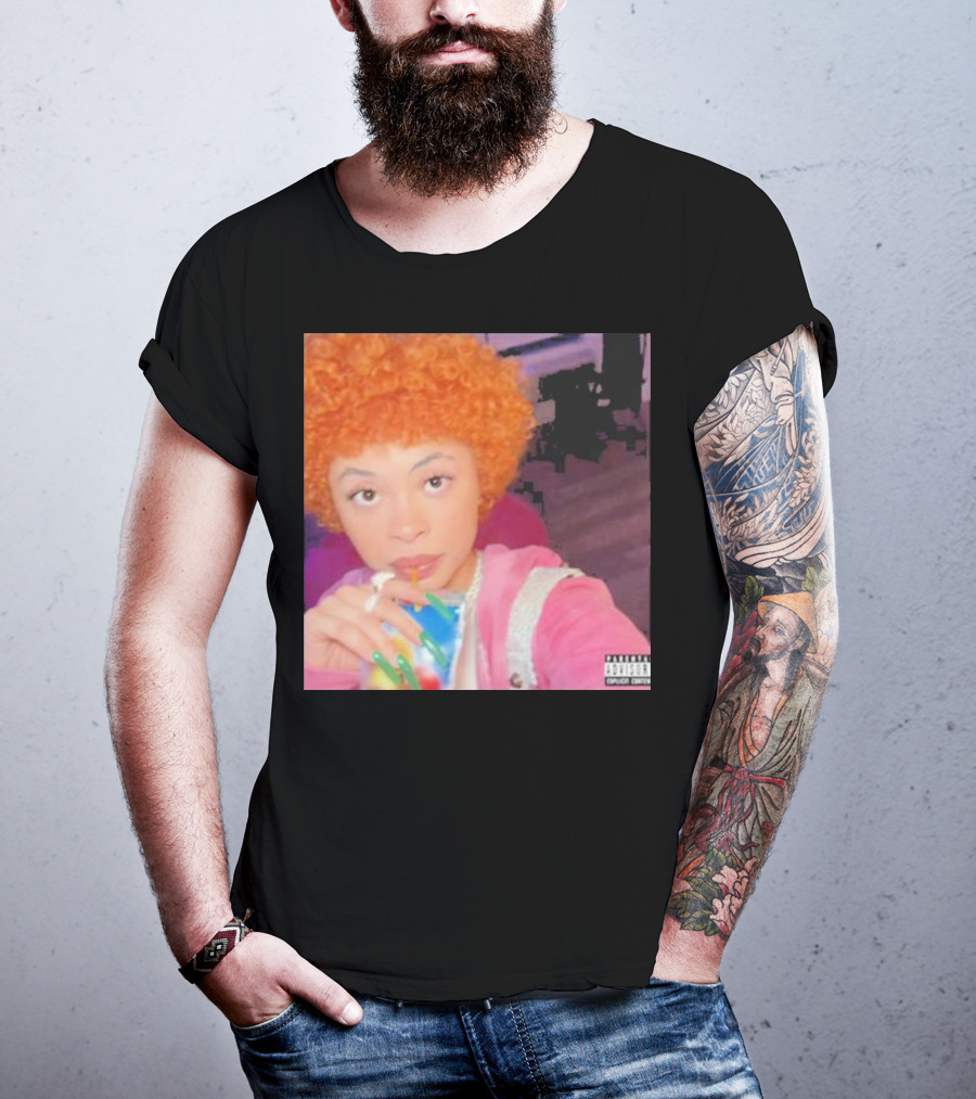Ice Spice Drinking Colorful Beverage Parental Advisory T-Shirt