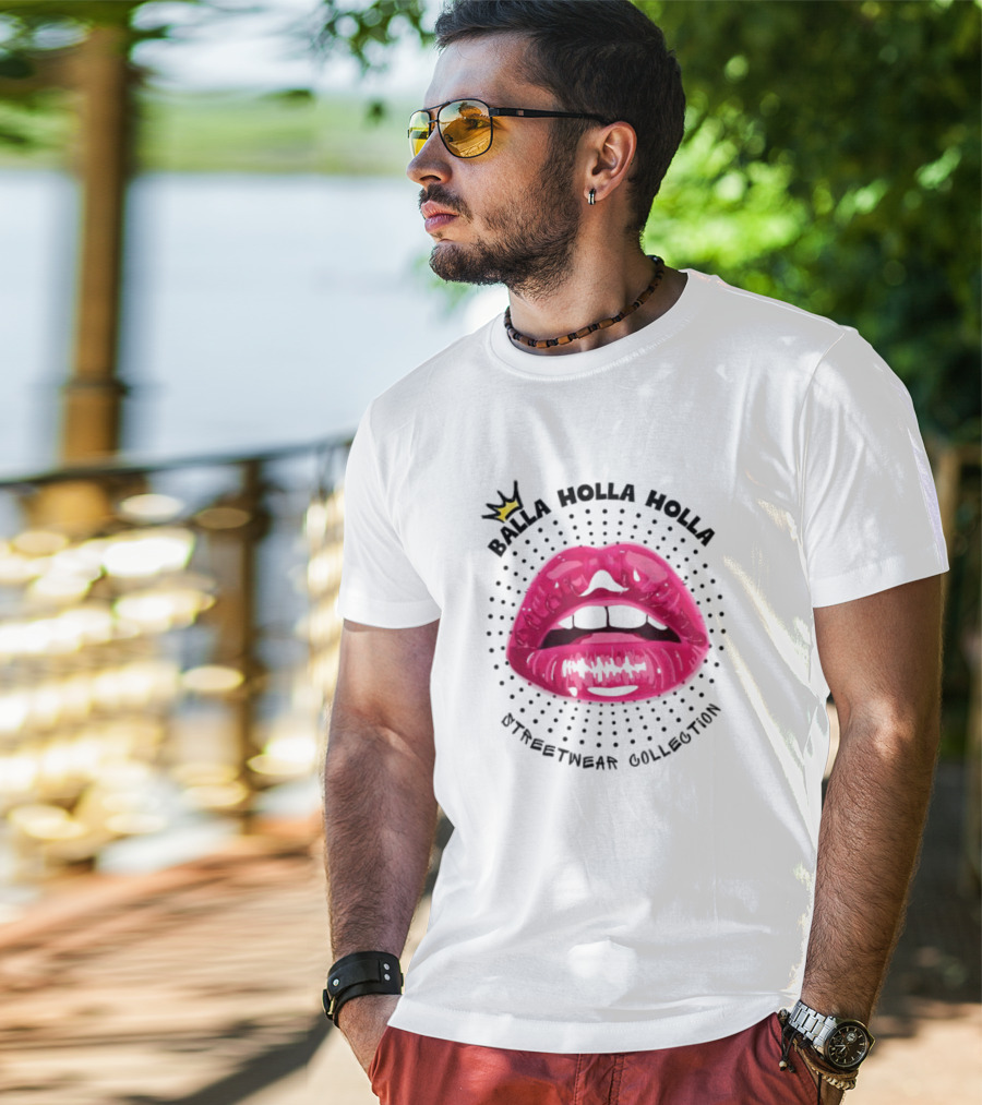 Balla Holla Holla Streetwear Collection Lips Icon With Crown T-Shirt