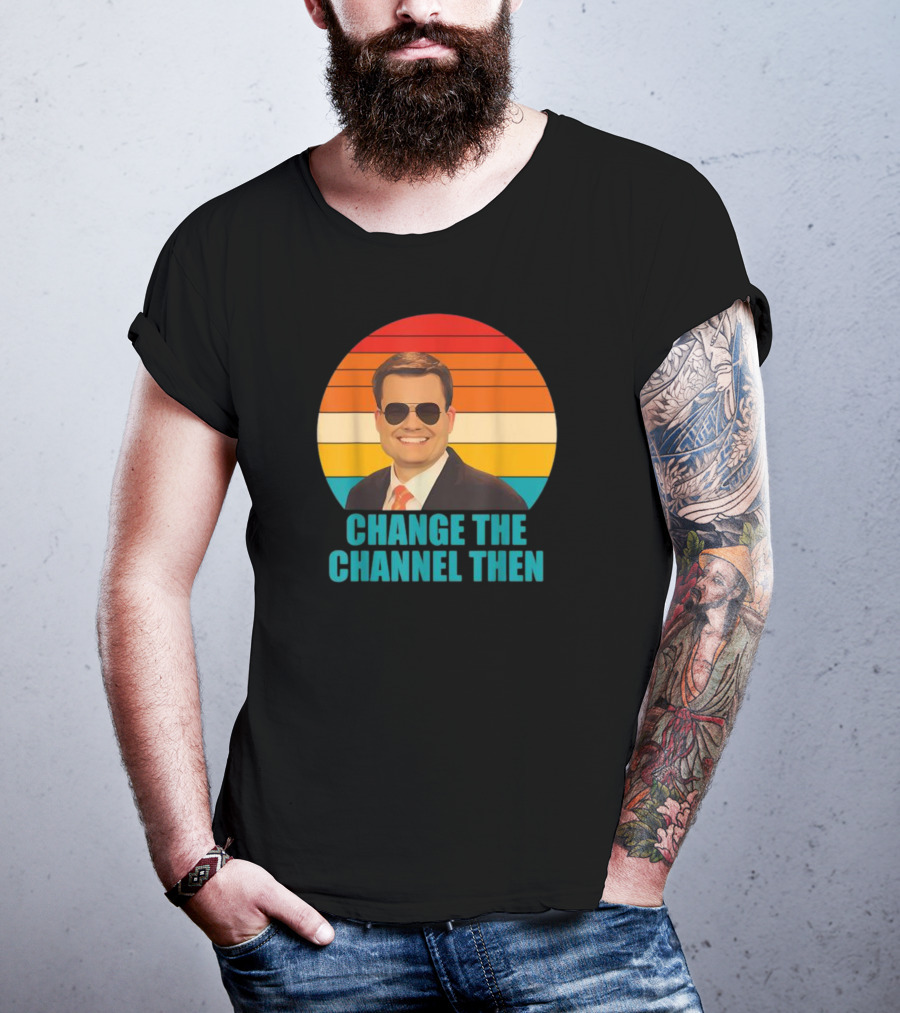 Change The Channel Then Retro Sunglasses News Anchor Stripes T-Shirt