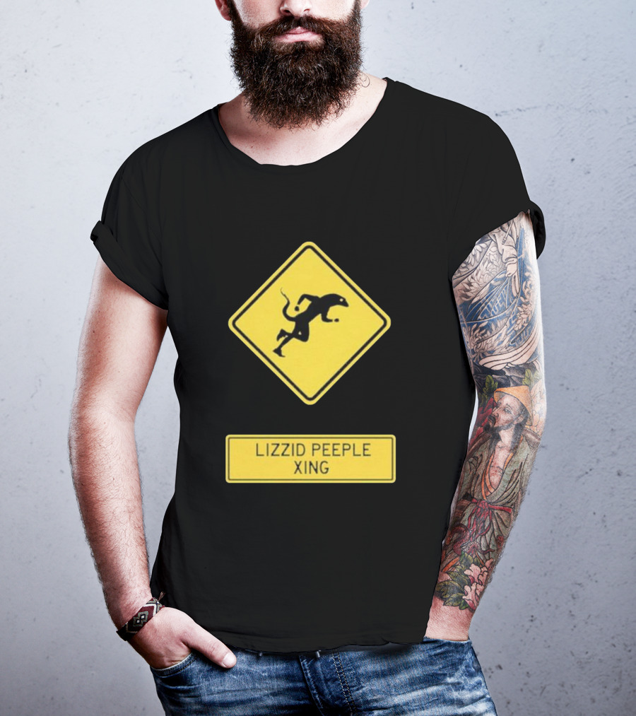 Lizzid Peeple Xing Sign Caution Black And Yellow Warning T-Shirt