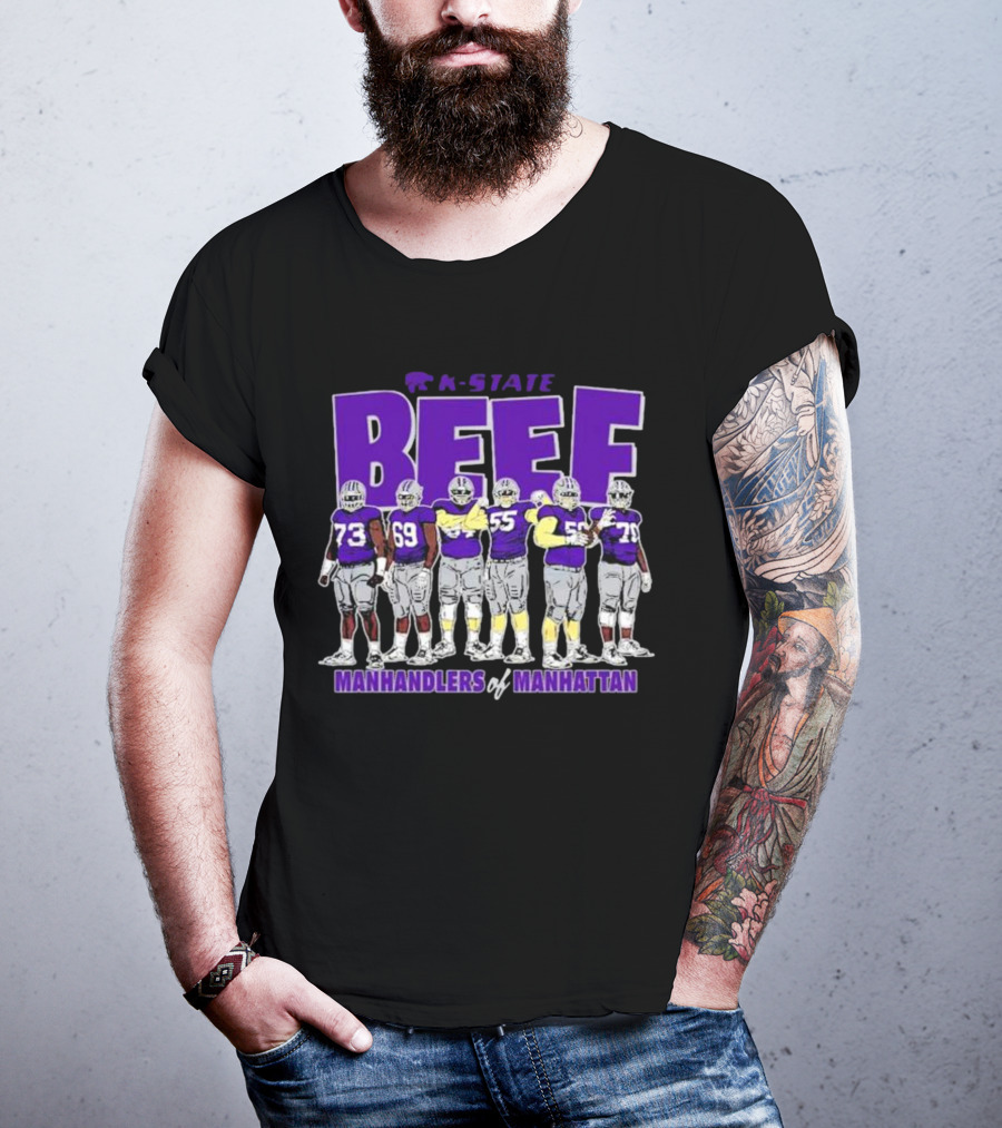 K-State Beef Manhandlers Of Manhattan Football Team Lineup T-Shirt
