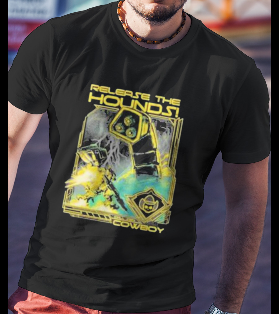 Release The Hounds Cowboy Robot Lightning T-Shirt