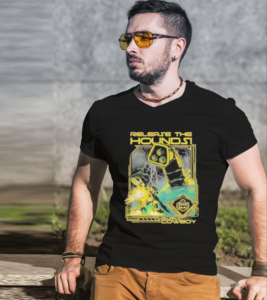 Release The Hounds Cowboy Robot Lightning T-Shirt