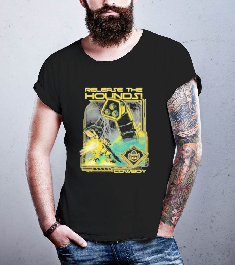 Release The Hounds Cowboy Robot Lightning T-Shirt