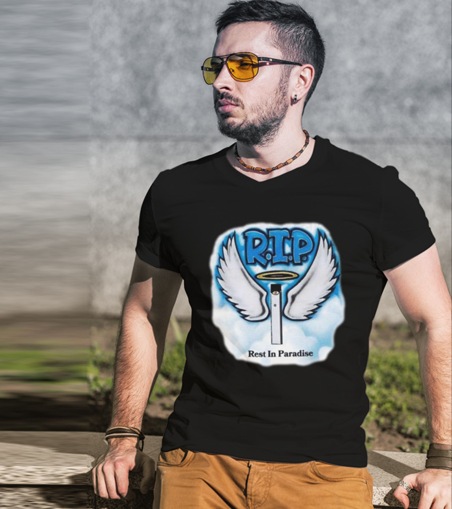 RIP Juul Rest In Paradise Angel Wings Halo Clouds T-Shirt