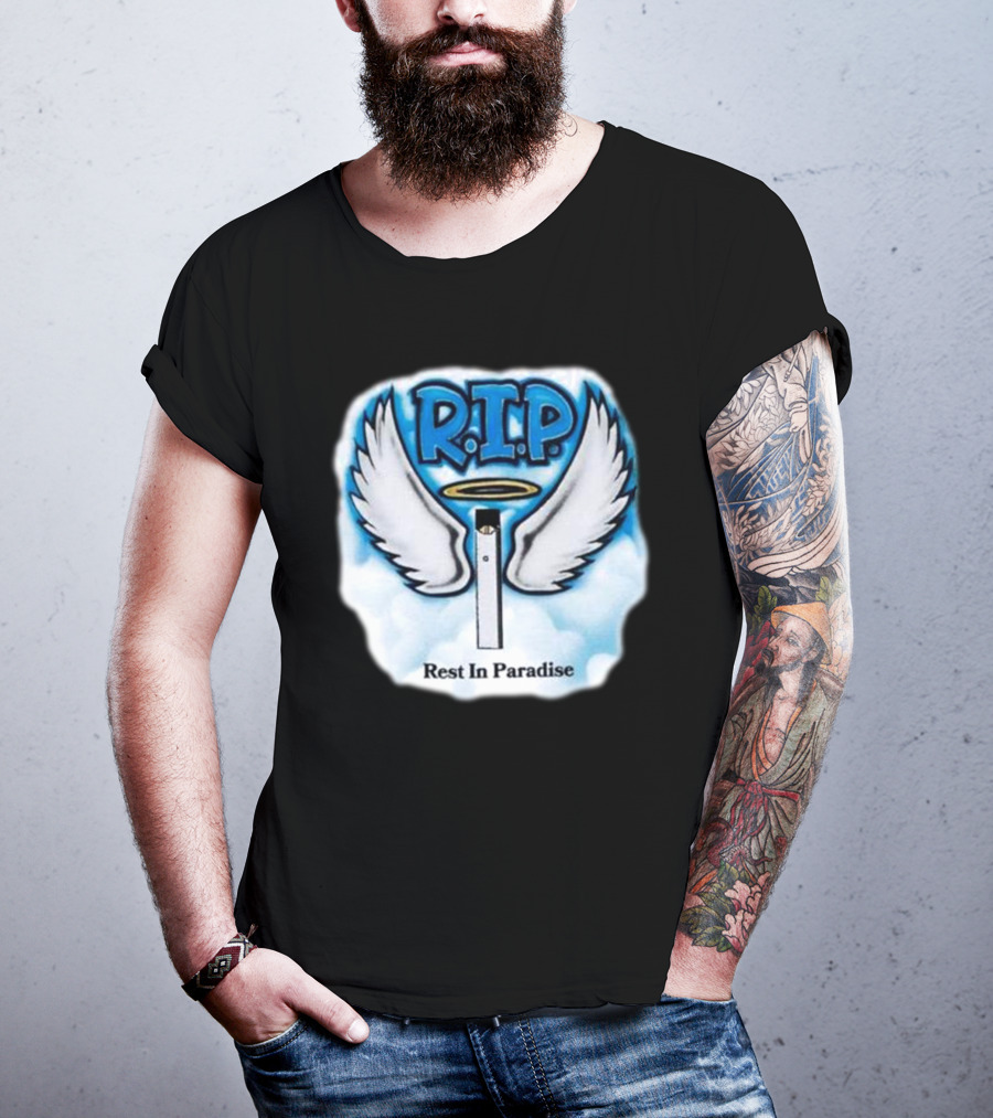 RIP Juul Rest In Paradise Angel Wings Halo Clouds T-Shirt