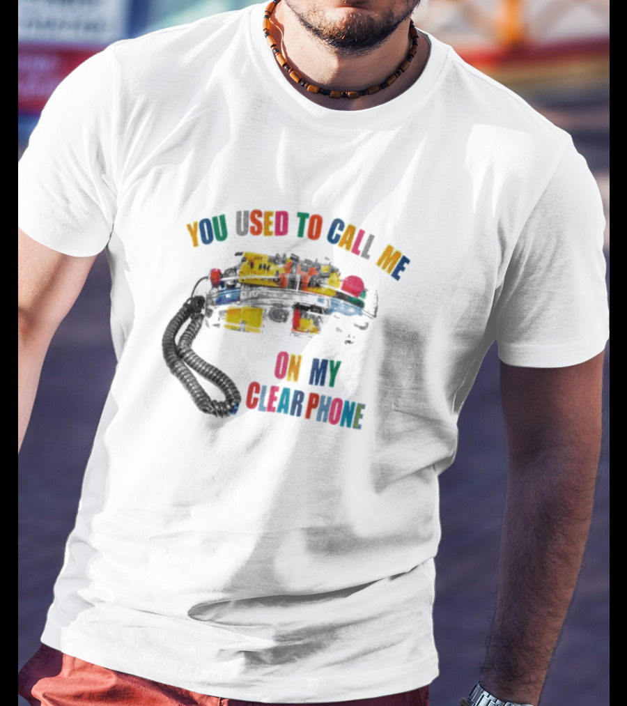 You Used To Call Me On My Clear Phone Rainbow Corded Telephone T-Shirt