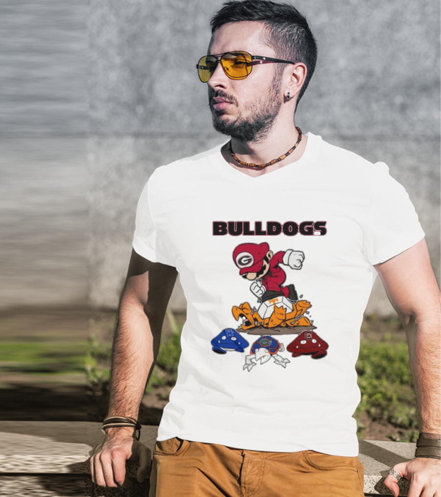 Bulldogs Super Mario Inspired Design With Iconic Gaming Motifs T-Shirt