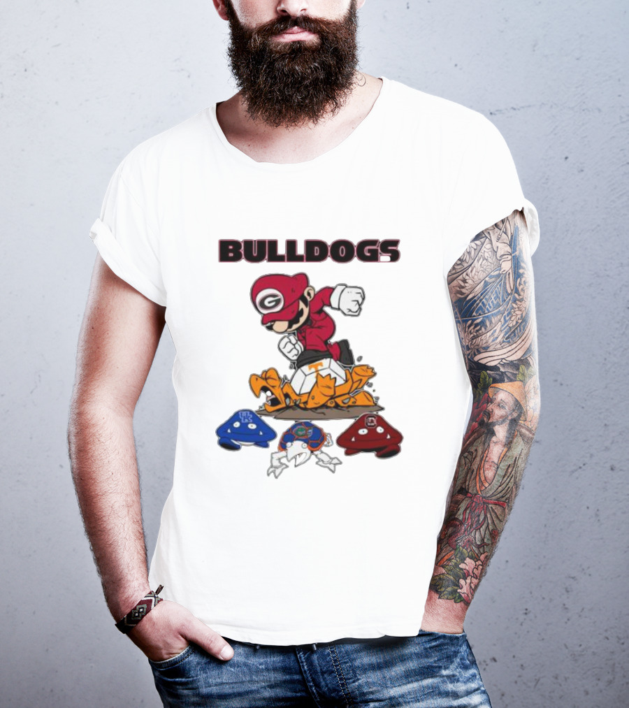 Bulldogs Super Mario Inspired Design With Iconic Gaming Motifs T-Shirt