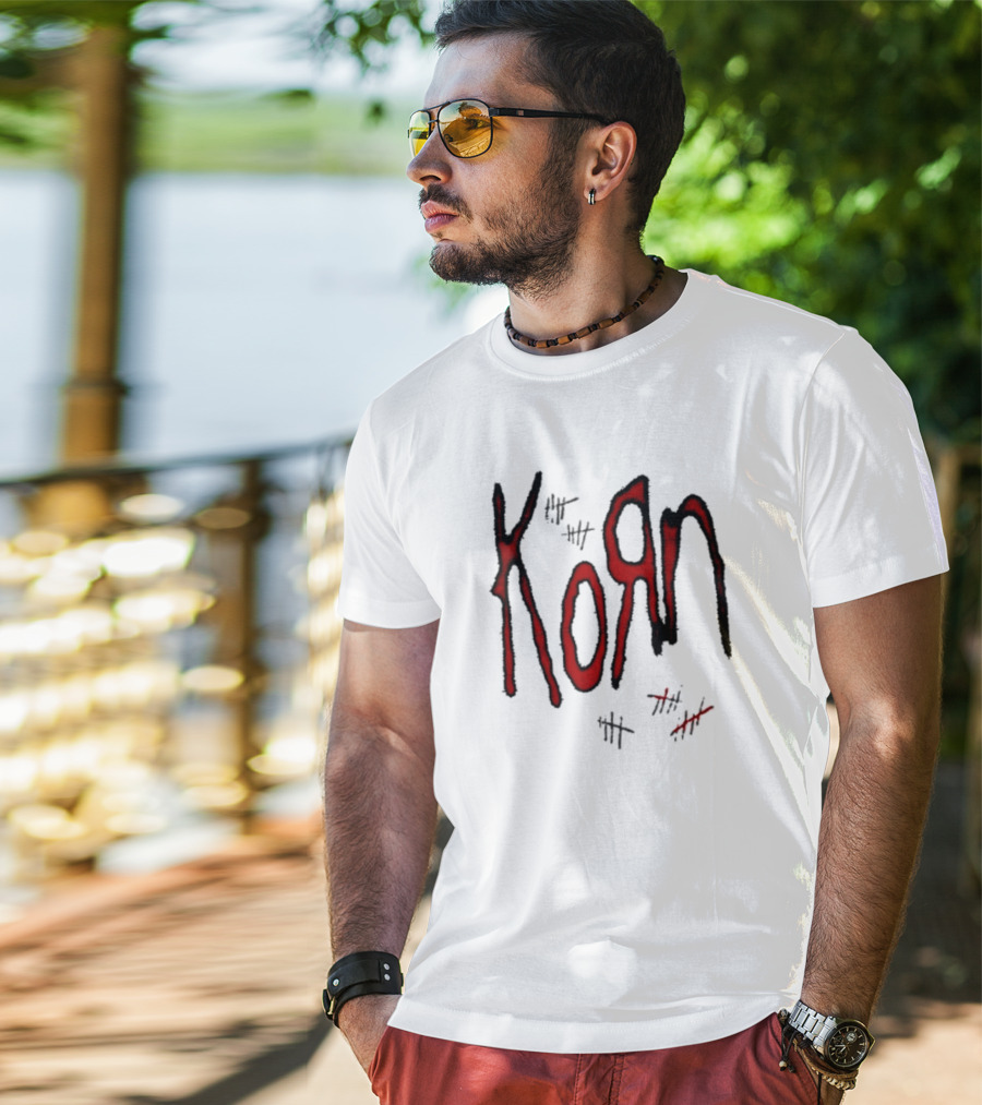 KoЯn Red Logo With Tally Marks T-Shirt