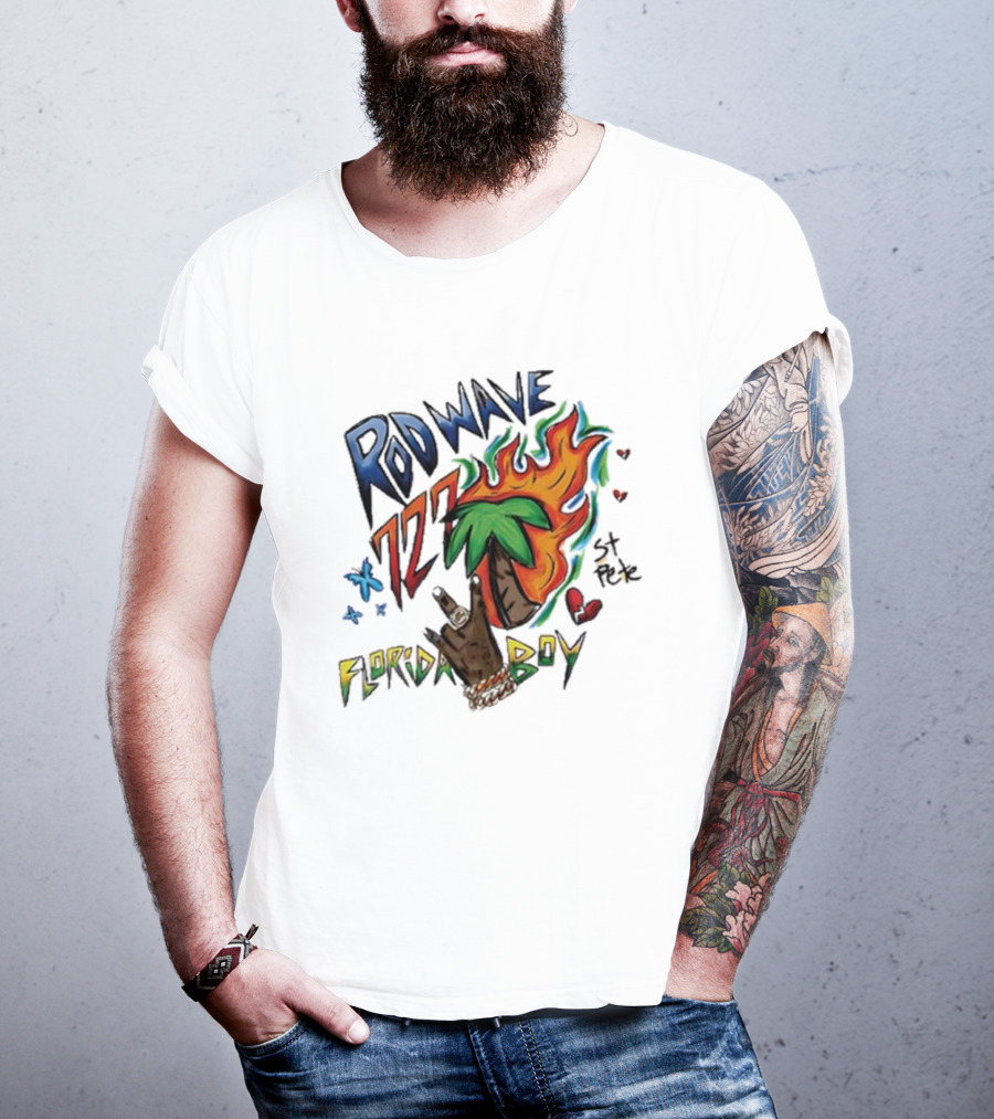 Rod Wave 727 St Pete Florida Boy Palm Tree And Flames T-Shirt