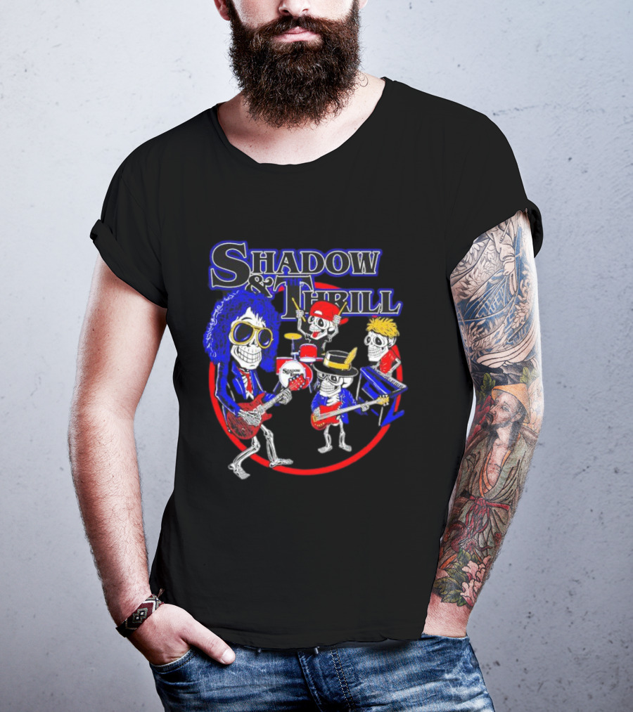 Shadow And Thrill Skeleton Band Rock Performance T-Shirt