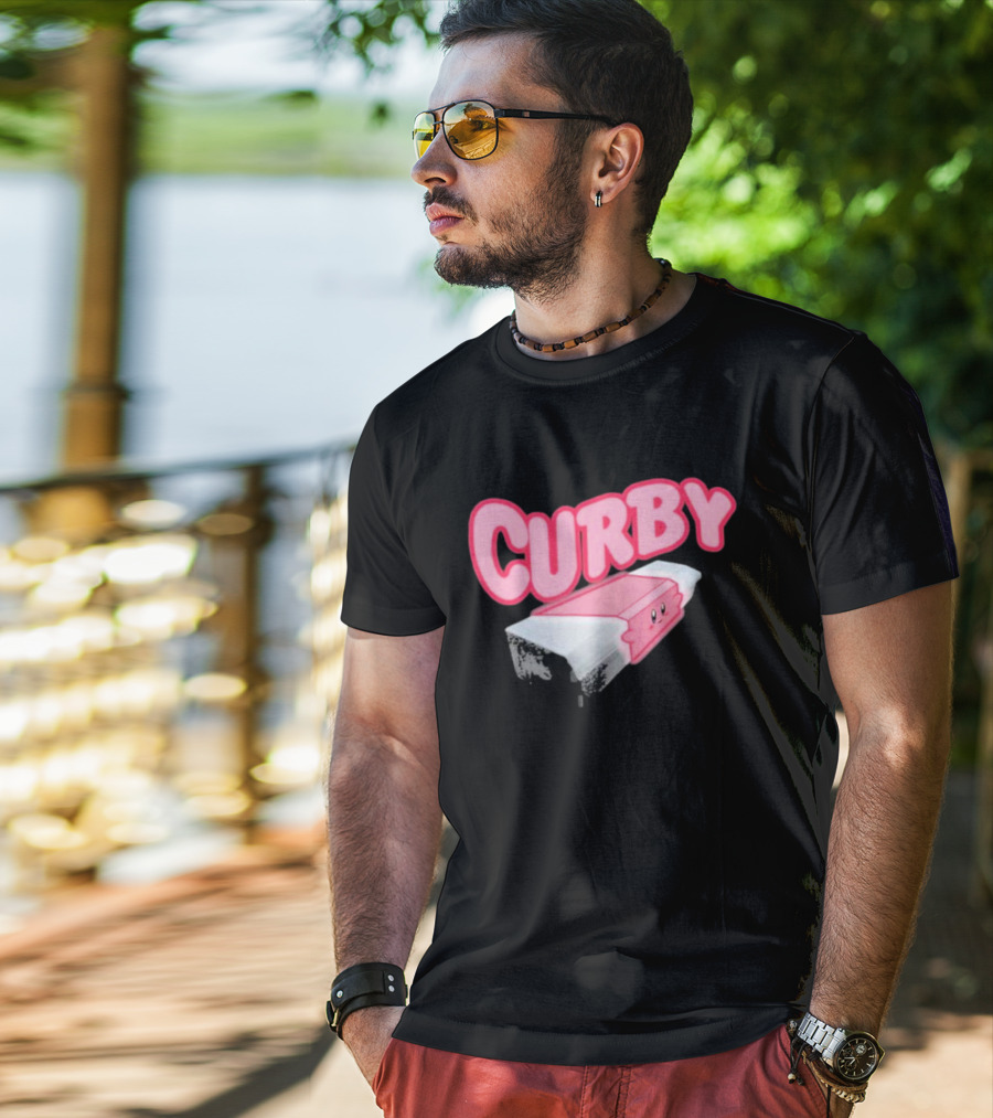 CURBY Pink Brick Character T-Shirt