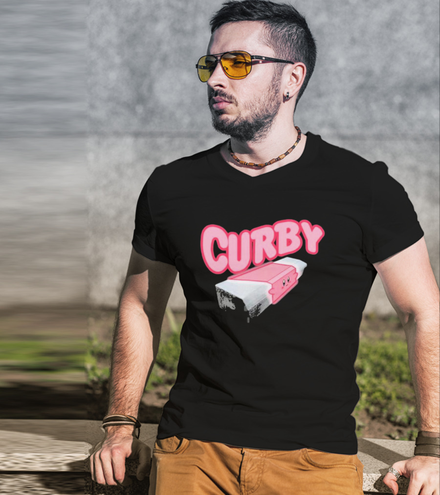 CURBY Pink Brick Character T-Shirt