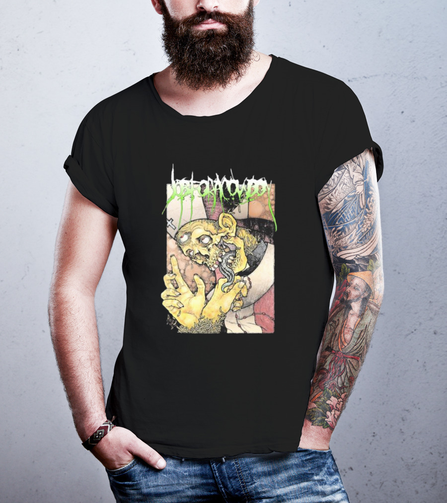 Job For A Cowboy Priest Zombie Graphic With Cross And Rosary T-Shirt