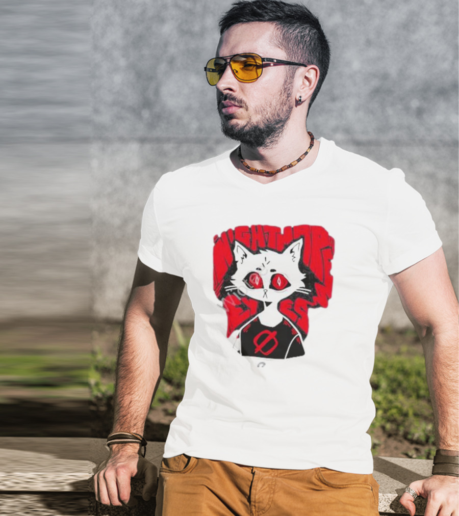Nightmare Eyes Cat With Red Eyes And Zero T-Shirt