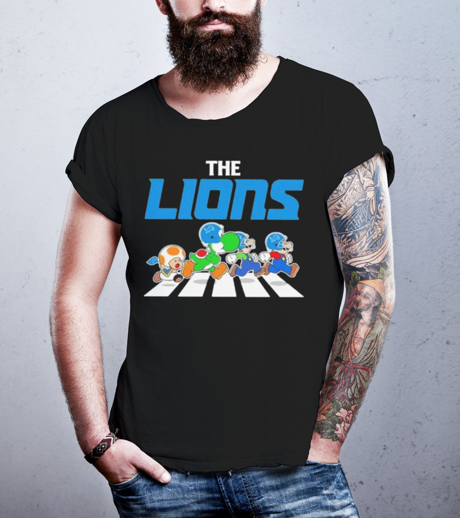 The Lions Mario Yoshi Toad Crossover Gaming Football Abbey Road T-Shirt