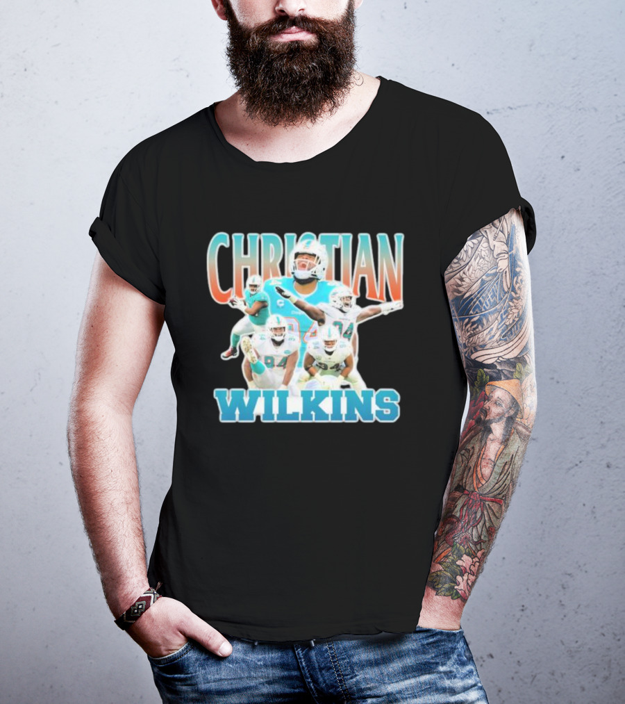 Christian Wilkins Miami Dolphins Football Player Collage T-Shirt