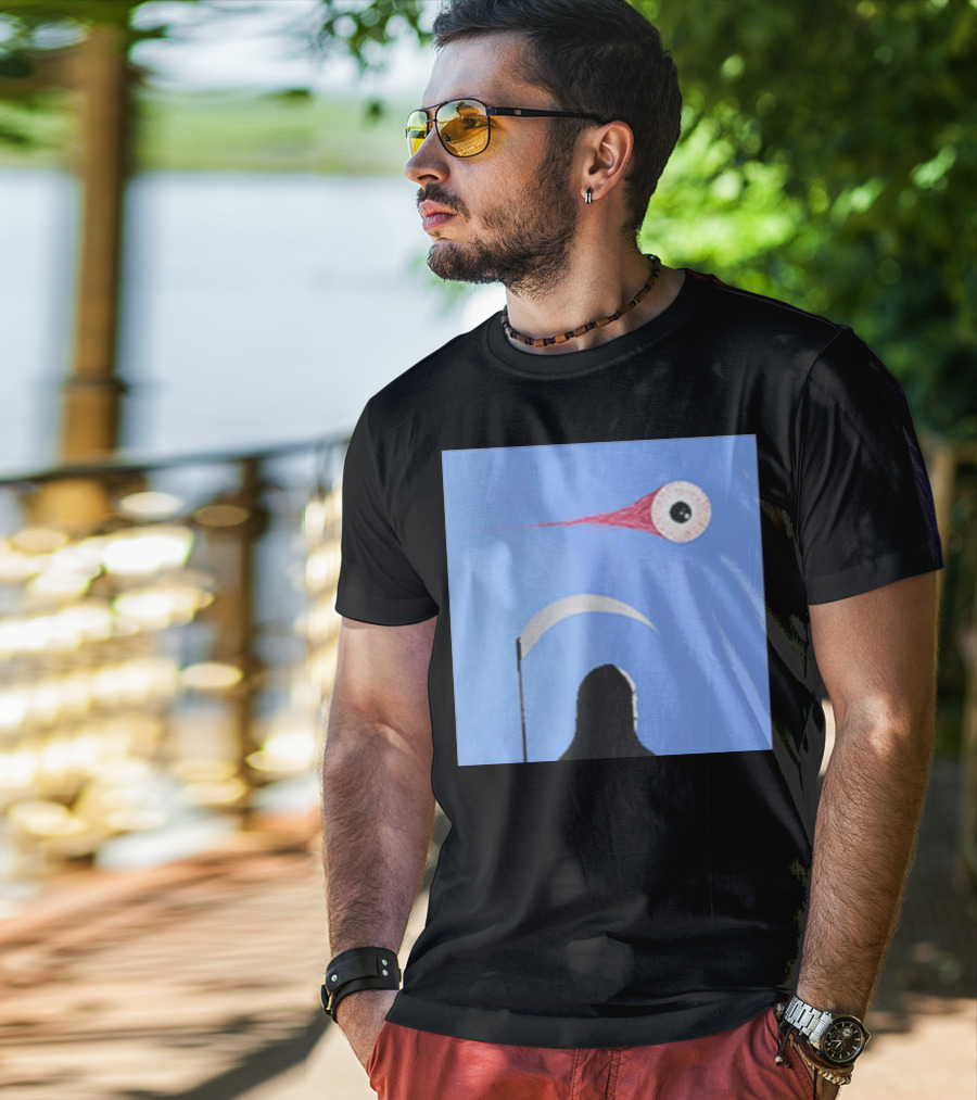 Grim Reaper With Scythe And Eyeball In Blue Sky Doja Cat Merch T-Shirt