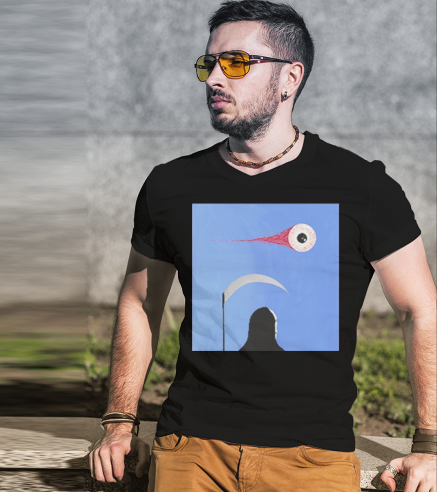 Grim Reaper With Scythe And Eyeball In Blue Sky Doja Cat Merch T-Shirt