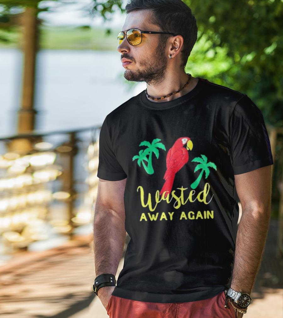 RIP Jimmy Buffett Wasted Away Again Parrot Palm Trees T-Shirt