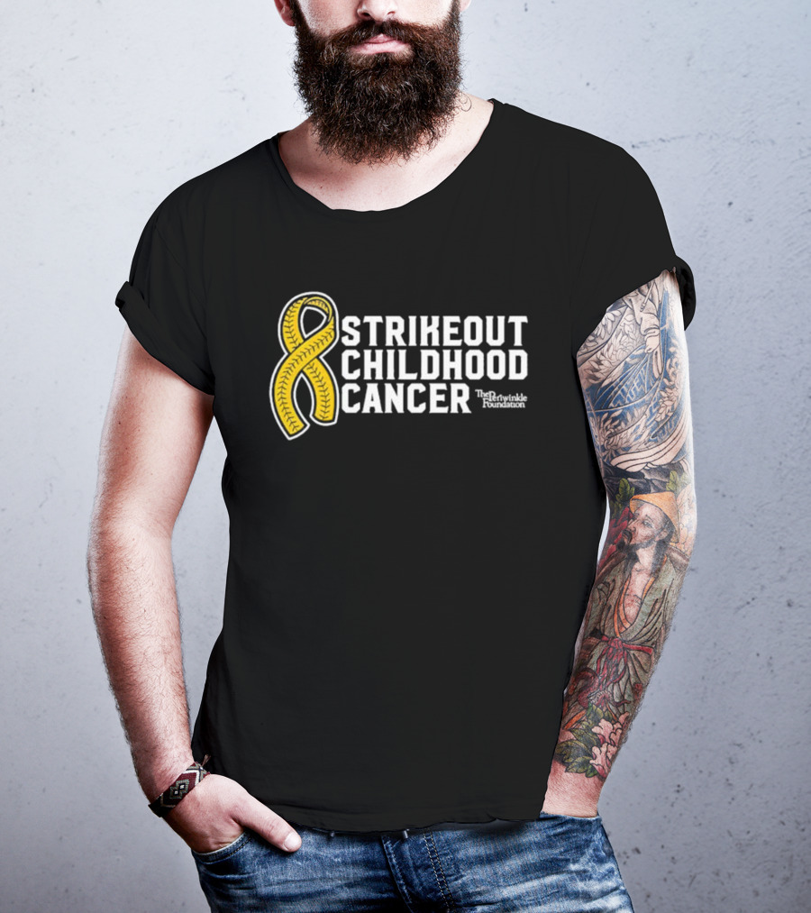 Strikeout Childhood Cancer The Prinkindle Foundation Yellow T-Shirt