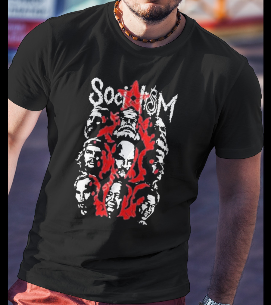 Tdm Socialism Revolutionary Faces And Red Star Motif T-Shirt