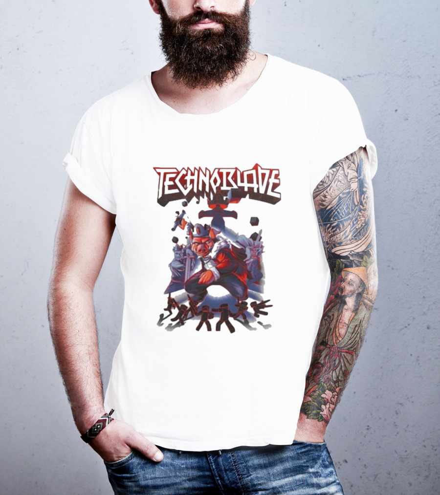 Technoblade Warrior Pig With Sword And Crown T-Shirt