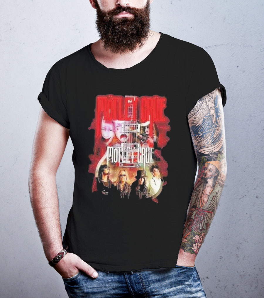 Motley Crue Rock Band Guitar With Faces T-Shirt