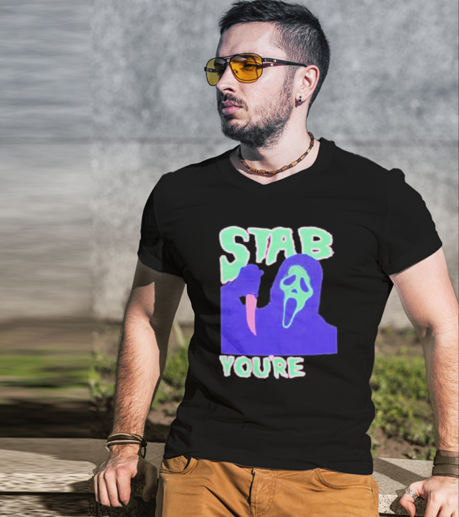 Stab You’re It Neon Horror Mask T-Shirt