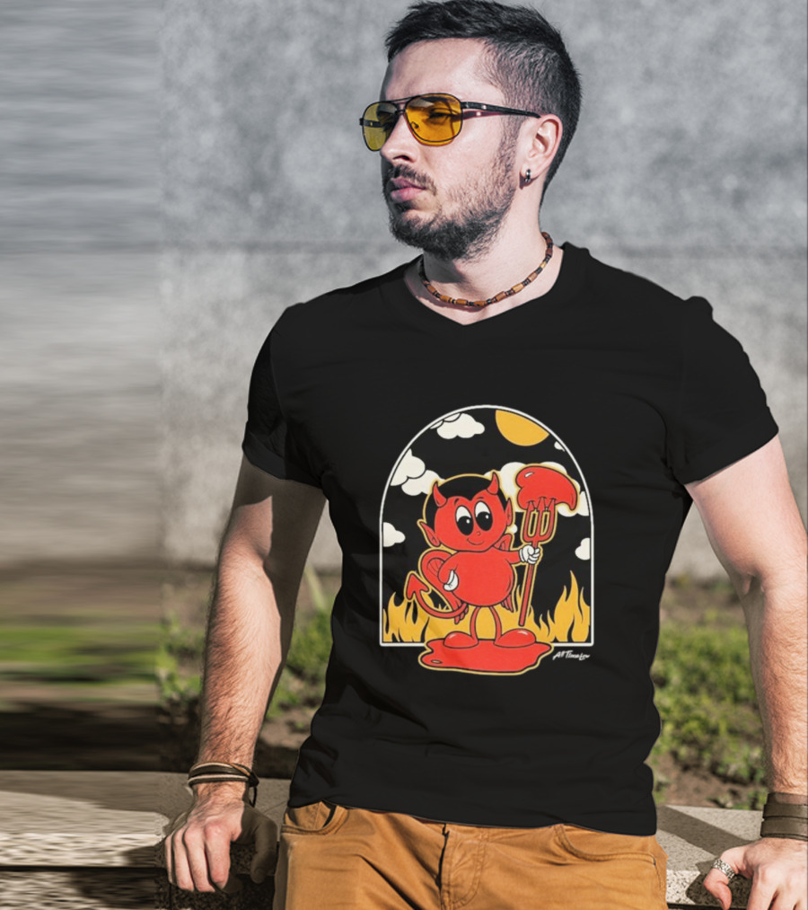 All Time Low Modern Love Cartoon Devil Flames Sun Clouds T-Shirt