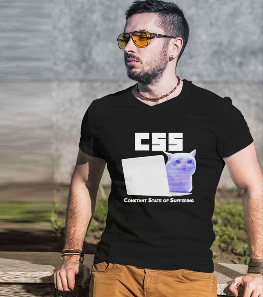 CSS Constant State Of Suffering Cat With Computer Retro Vibe T-Shirt