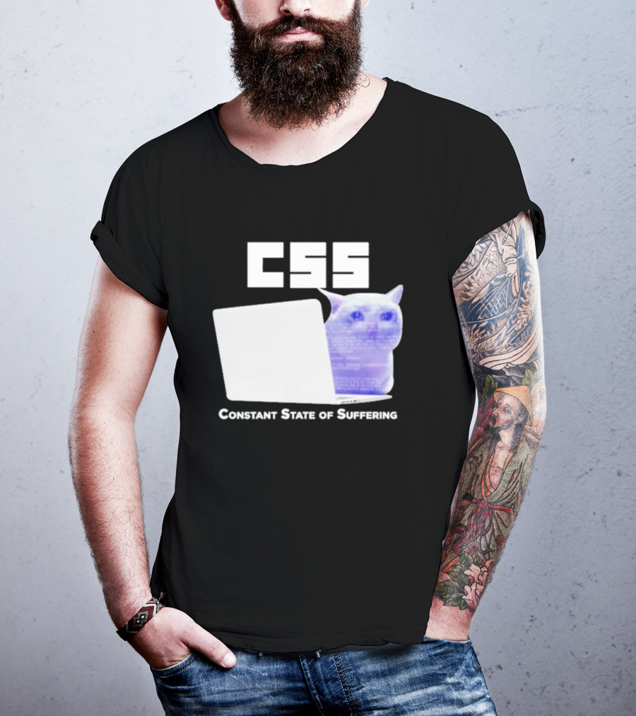 CSS Constant State Of Suffering Cat With Computer Retro Vibe T-Shirt