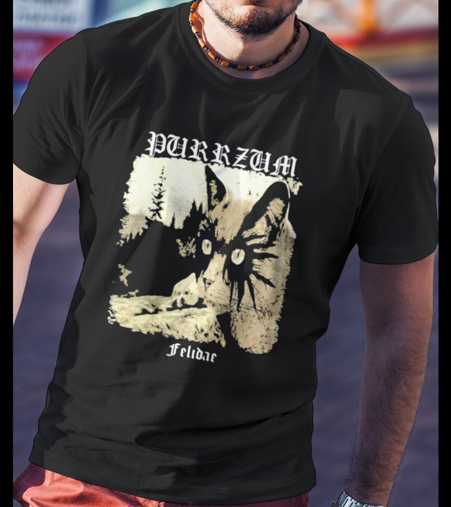 Purrzum Felidae Cat In Forest Scene T-Shirt