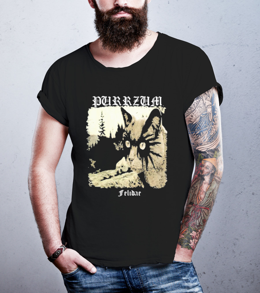 Purrzum Felidae Cat In Forest Scene T-Shirt
