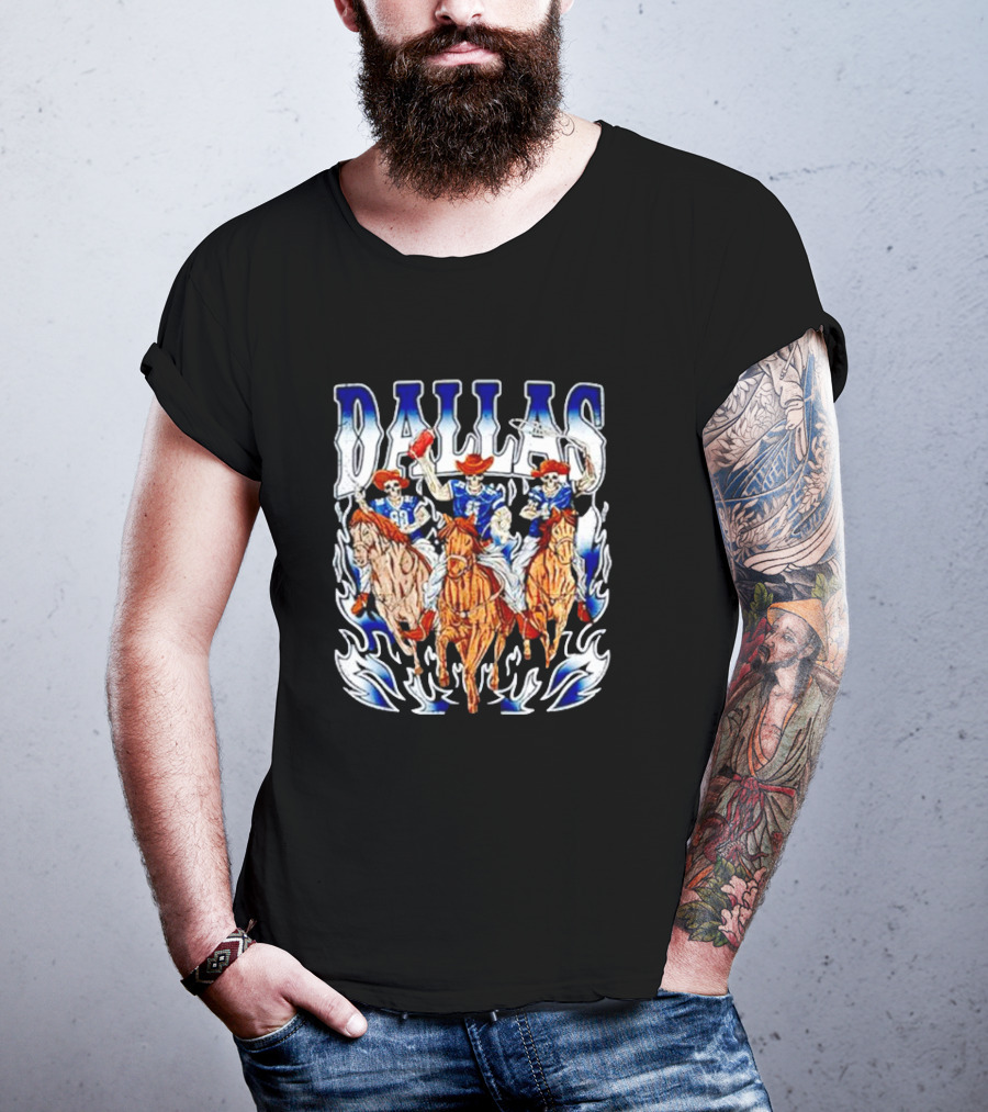 Dallas Cowboys Skeleton Horseback Riders Halloween T-Shirt