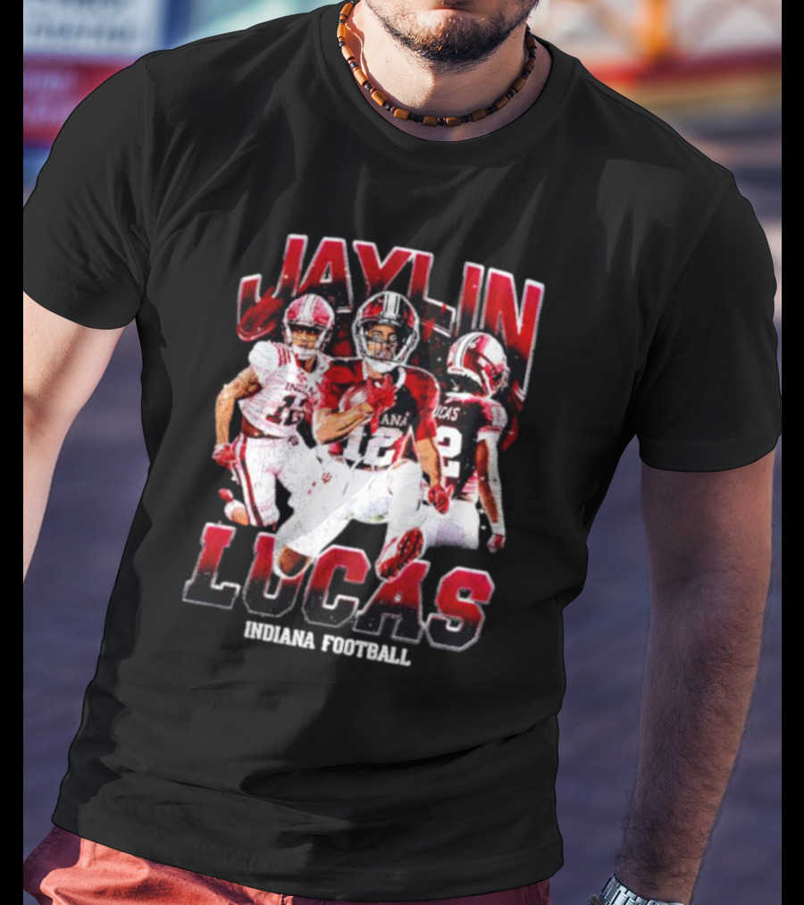 Jaylin Lucas Indiana Football Athlete Action Collage T-Shirt